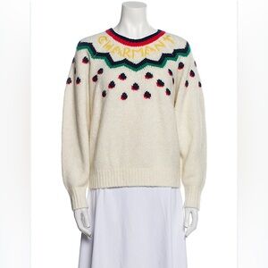 Clare V Charmant Fair Isle Cream Wool Alpaca Crewneck Sweater NWT Size Medium